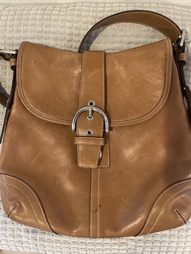 バッグ GUCCI Vintage Leather Shoulder Bag Brown Vintage COACH Brown Leather Shoulder Bag, Buckle Accents