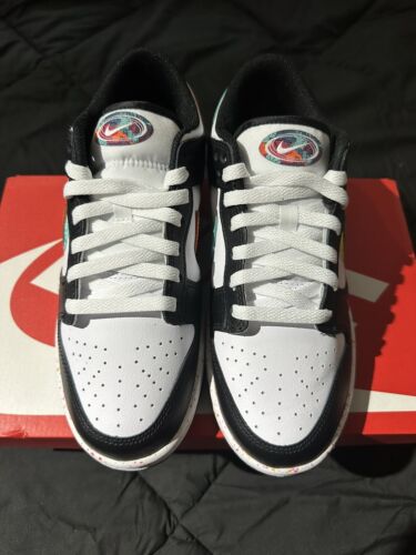 Pre-owned Nike Dunk Low Multi-swoosh Lunar Year Panda Washed Fd4623-131 Size 8 W In White/washed Teal-white