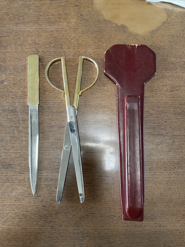 Paire De Ciseaux Coupe Papier Pfeilring Solingen Etui Cuir 