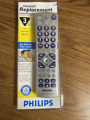 Philips Universal Replacement Remote Big Buttons Easy Touch TV VCR DVD PM335 New