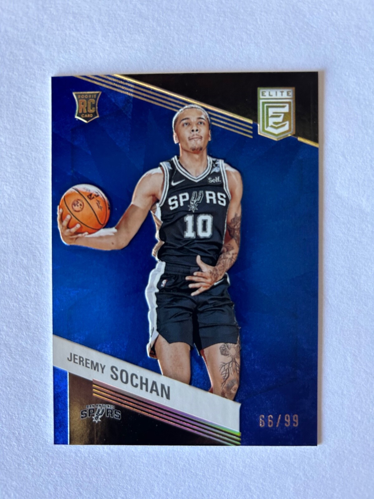 2022-23 Elite Jeremy Sochan Blue Foil Holo Rookie SP #66/99 San