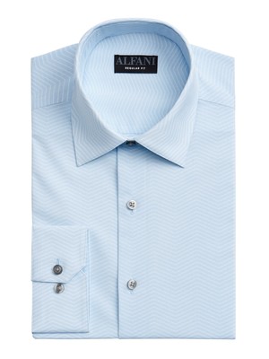 

ALFANI Мужская голубая классическая рубашка с узором Chevron Performance Stretch XL 17/17,5- 36/37, Light blue, 100123226MN