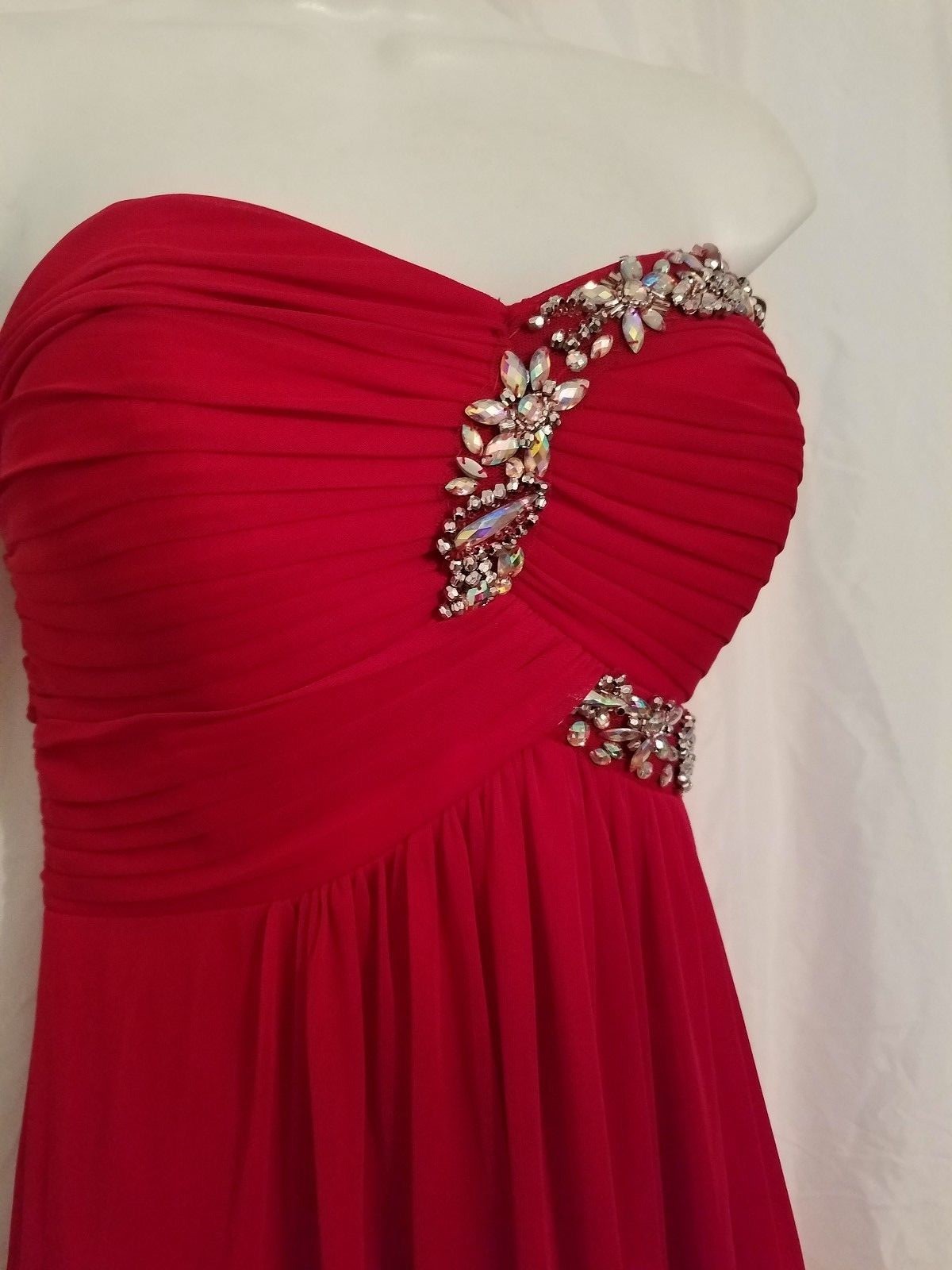 Blondie Nites Knee Length Gown Size 5 Red with Rhinestones