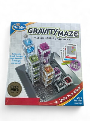 New in Box Thinkfun Gravity Maze Falling Marble Logic Game 60 Challenges Kids 8+