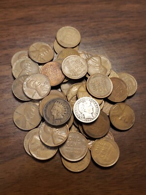 1909-1958 Wheat Cent Roll With Silver Barber Dime And Indian Head End Unsearched