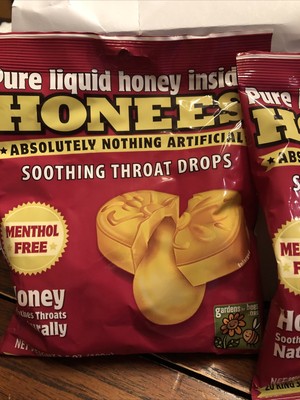Honees Soothing Honey Cough Drops Liquid Honey Inside No Menthol 20 Drops X 2