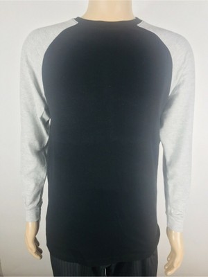Мужская рубашка GALAXY Mens Black Color Block с круглым вырезом из хлопчатобумажной смеси Cotton Blend M