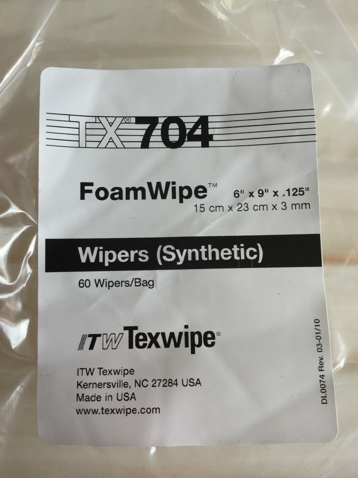 Bag of 60 TX704 TEXWIPE Wipers 