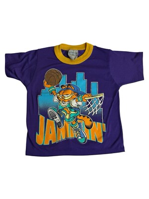 Vintage Sun Sportswear 1978 Garfield T Shirt Size 6 Boys JAMMIN Rare Thrashed