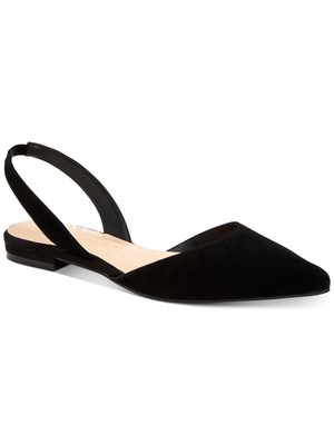 

ALFANI Женские черные кожаные шлепанцы с ремешком на пятке Ryann Pointed Toe, Черный, 10009113100