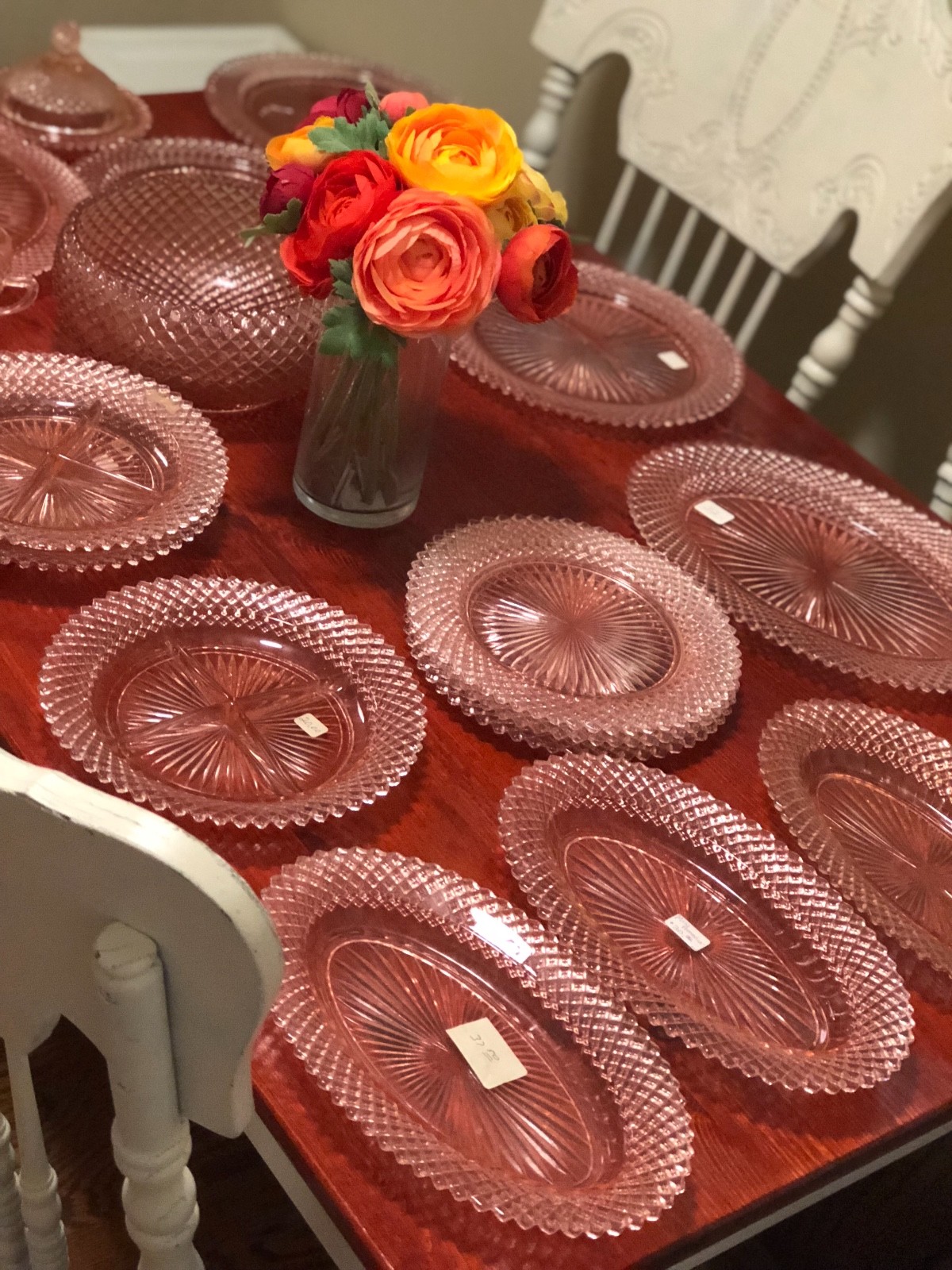 Miss America Pink Depression Glass Diamond Cut