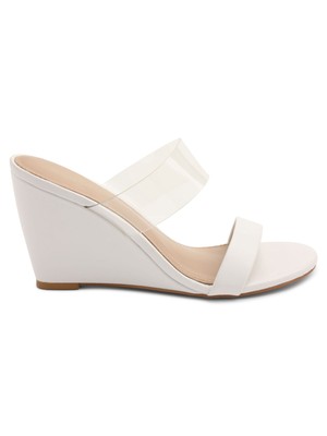 

BCBGENERATION Женские белые полупрозрачные сандалии на танкетке Pina Slip On Slide, Белый, GN203510