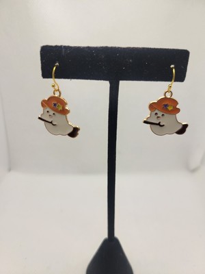 Multicolored Ghosts On A Broom Earrings