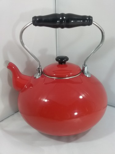 Unique Martha Stewart Collection Red Enamel On Steel Tea Kettle