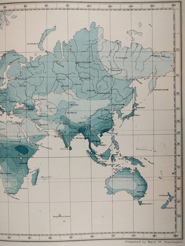 Vintage 1896 WORLD DISTRIBUTION Of RAINFALL Map Old Antique CLIMATE CHANGE MAPZ