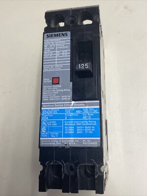 NEW OLD STOCK! SIEMENS ED42B125 2 POLE 125A 480VAC 250VDC SENTRON CLEANED TESTED