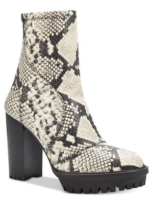 

VINCE CAMUTO Женские черно-белые ботильоны со змеиной кожей 1 дюйм на платформе Erettie 8,5 м, Бежевый, VC-ERETTIE