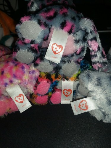 Ty Beanie Boos 6in willow, Multicolor Dotty,Sasha and sophie Cats set