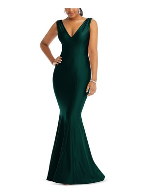 Женское зеленое вечернее платье-русалка с V-образным вырезом на подкладке без рукавов CYNTHIA & SAHAR, L