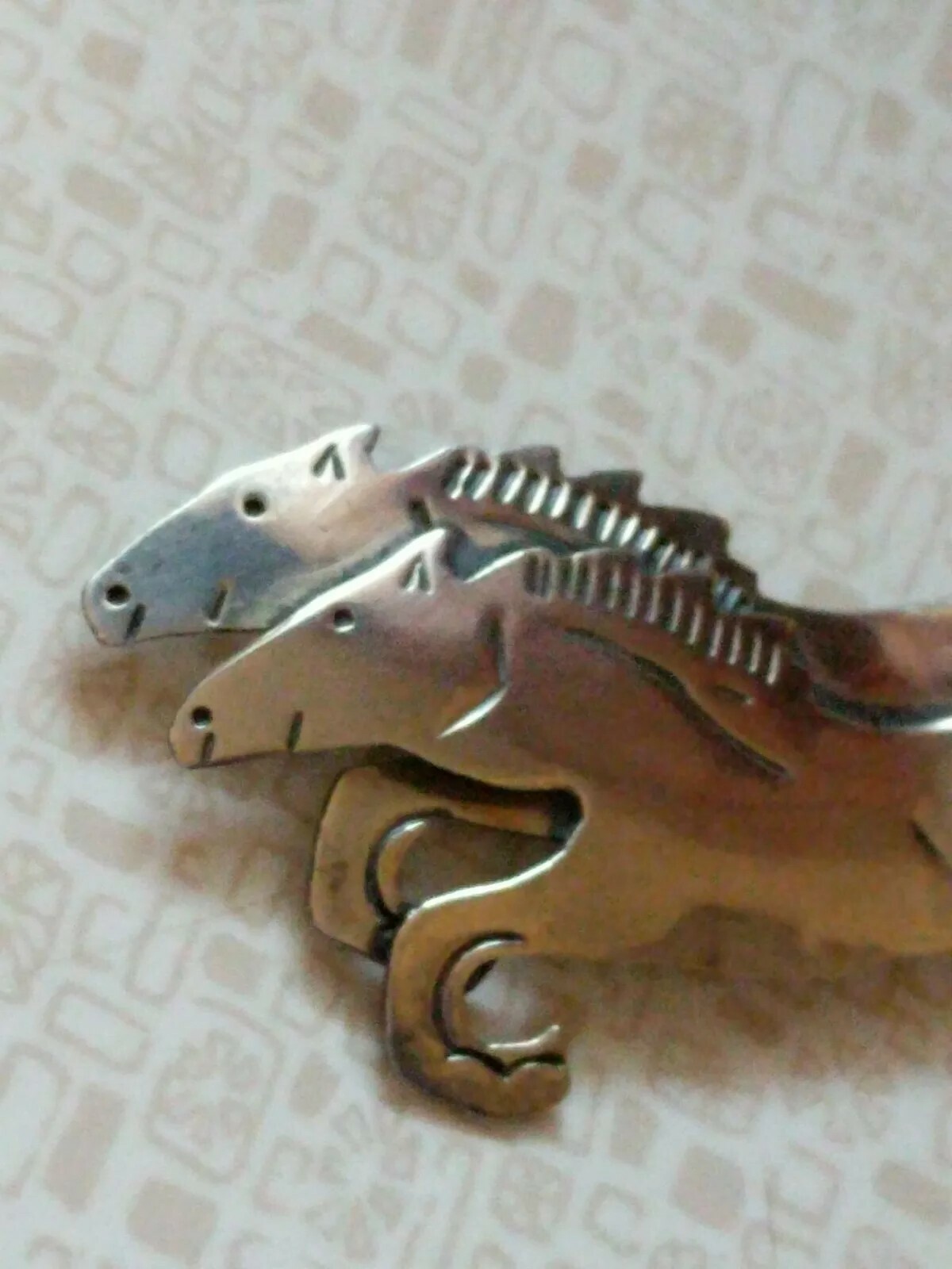 Vintage Taxco Mexico Sterling Racing Horses Pin Signed BAM