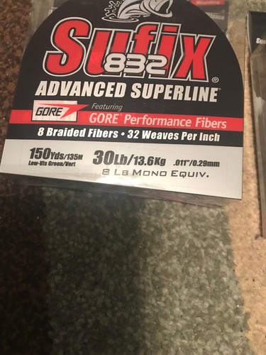 2 Sufix Braided Fishing Line 30LB 832 Advanced Superline Low-Vis Green 660-030G