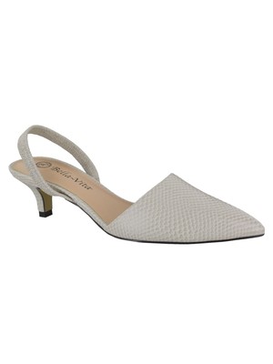 

Женские слипоны BELLA VITA Ivory Snake Sarah Toe Kitten Heel Slingback 8,5 M, Цвет слоновой кости, SARA2