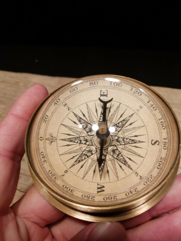 Vintage Antique Style Brass Magnifying Glass Navigational Compass