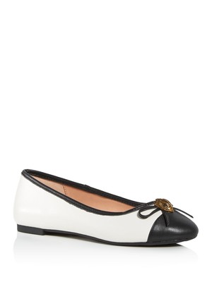 

KURT GEIGER Женские бежевые кожаные балетки с бантом Esme Cap Toe Slip On, Бежевый, 2625242109