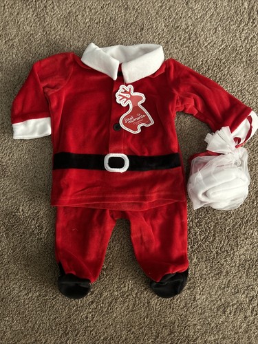 First Moments Layette 3 Pc Baby Christmas Santa Claus Outfit