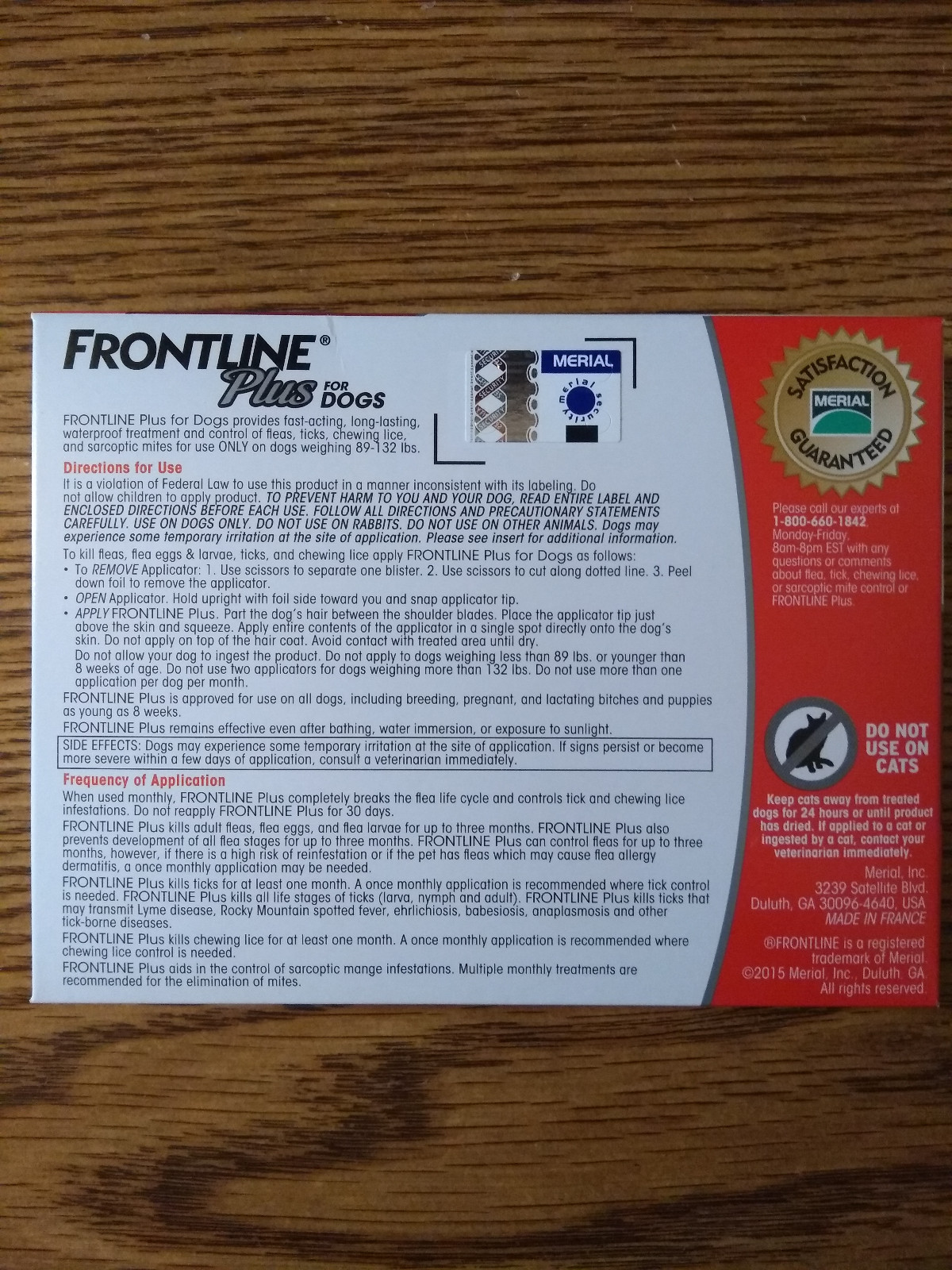 Frontline Plus For Dogs 89 - 132 lb 6 DOSES