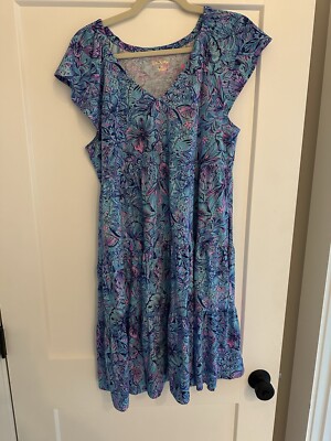 Lilly Pulitzer Kawai Swing Dress Tiered Breakwater Blue Shells N Bells M NEW