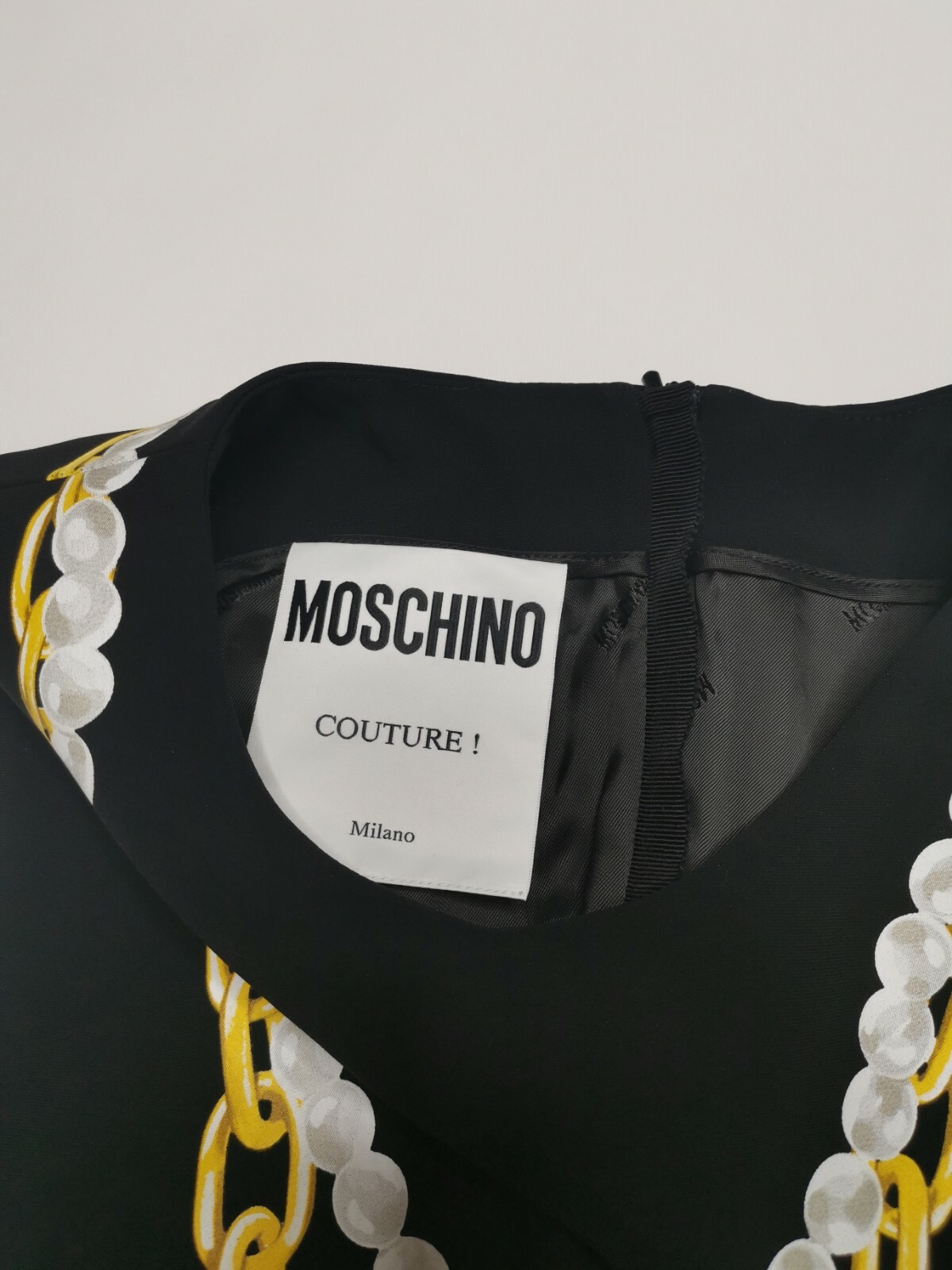 Pre-owned Moschino Couture Chain Necklace Logo Dress Black 40 / Us 6 $1055