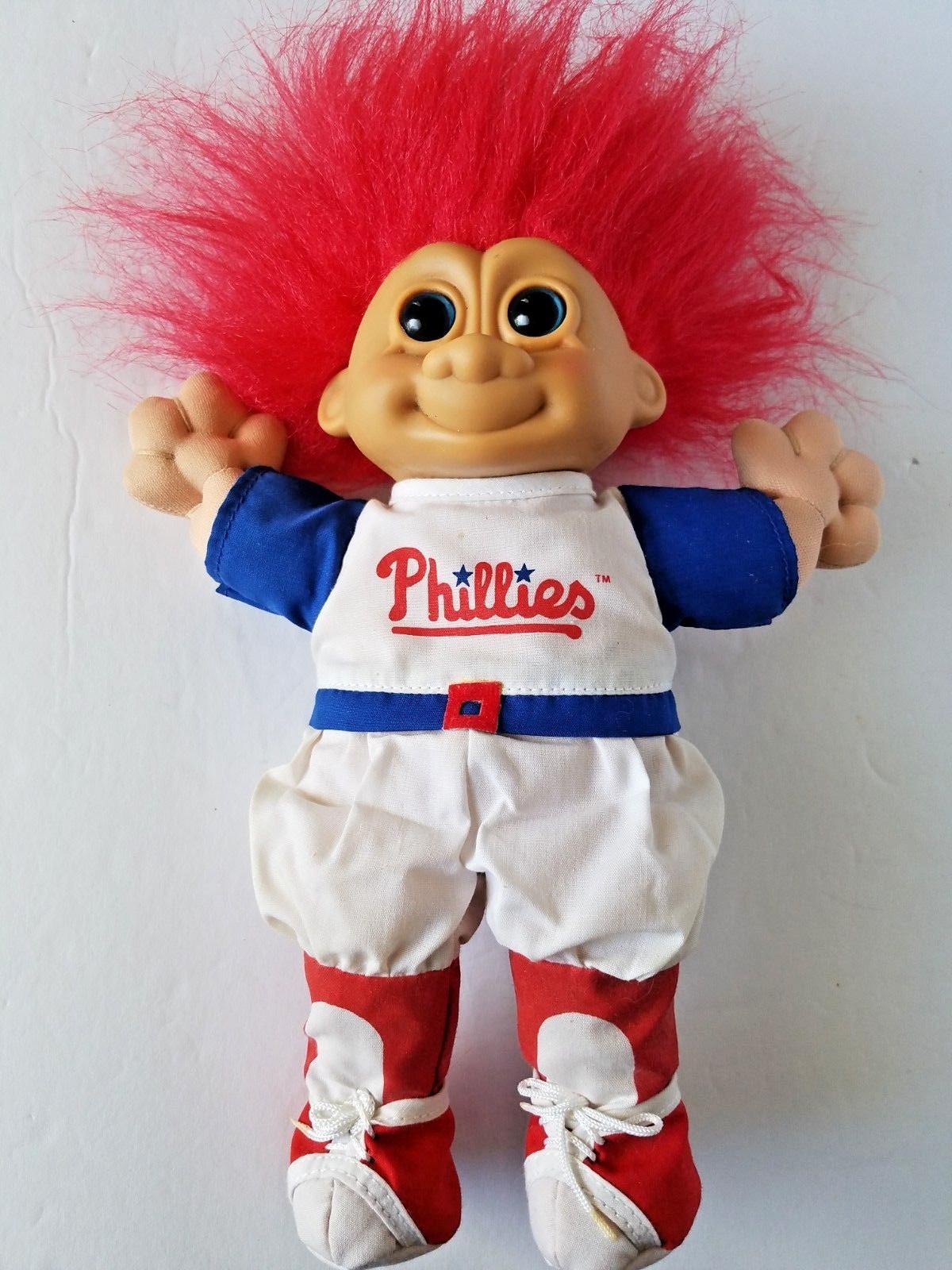 Phillies Troll Doll Good Luck Sports Red Hair Cloth Body RUSS Vintage 9 inches