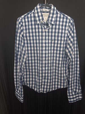 Abercrombie & Fitch Muscle Black White Plaid Long Sleeve Preppy Icon Shirt Small