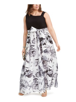 R&M RICHARDS Womens Black Sleeveless Formal Fit + Flare Dress Plus 18W