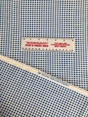 Blue and White Gingham Cotton -  Small Square Design - 3+ yds 44'' Wide  - New