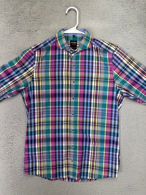Olymp Shirt Adult 15.3-4 40 Level Five Multi Plaid Dress Body Fit Button Up Mens