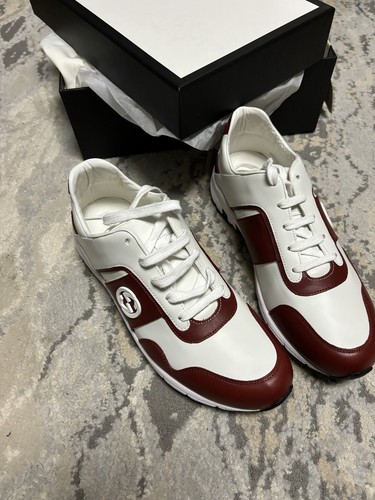 Pre-owned Gucci Women Sneakers Burgundy And White With  Logo Size 35.5 Or 39.5