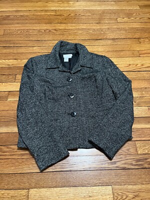 CHADWICK'S Wool Blend Blazer Women's Size 14 Gray Workwear Sport Jacket