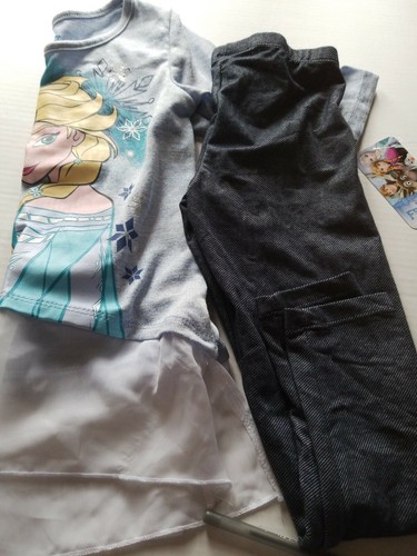 Girls Disney Frozen 2 Pc Tunic Top & Denim  Leggings Set M 7/8   10/12/ 4/5 6x