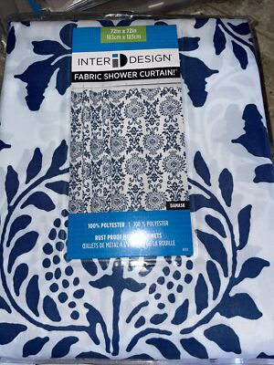 New Inter Design Damask Easy Care Fabric Shower Curtain 72 x 72''