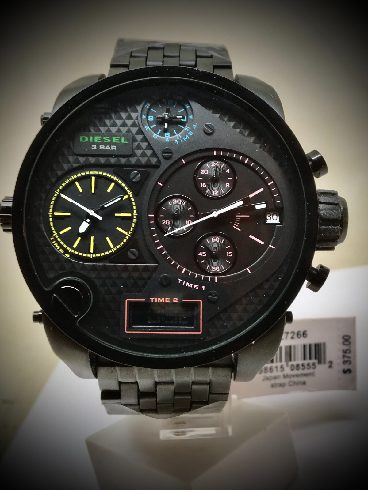 DlESEL DZ7266  Mr Daddy Chronograph Watch Black Dial /Blk Metal Band/NO BOX