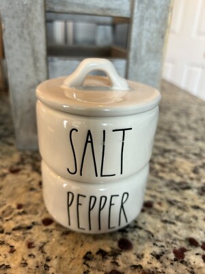 Rae Dunn Stackable Salt & Pepper Cellar Ceramic Container Artisan Collection