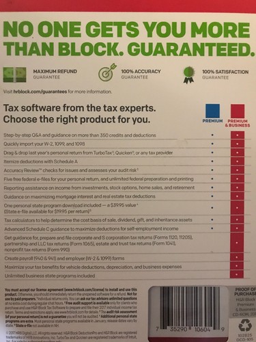 H&R Block Tax Software Premium & Business 2017 Windows