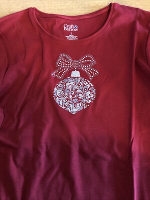 Croft & Barrow Small Shirt Red Holiday Womens Retail $26 (rd-26-66)