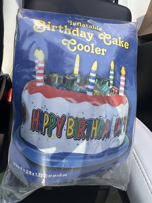 Beistle Co Inflatable Birthday Cake Cooler New In Package. Sealed. NEW