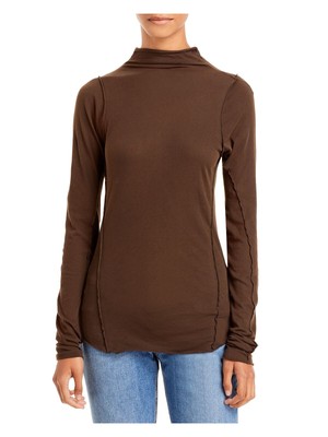 

RAG - BONE Женский коричневый топ с длинными рукавами и высоким воротником  RAG - BONE