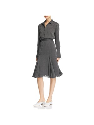 

EQUIPMENT FEMME Женское черное платье с длинными рукавами ниже колена + расклешенное платье, Черный