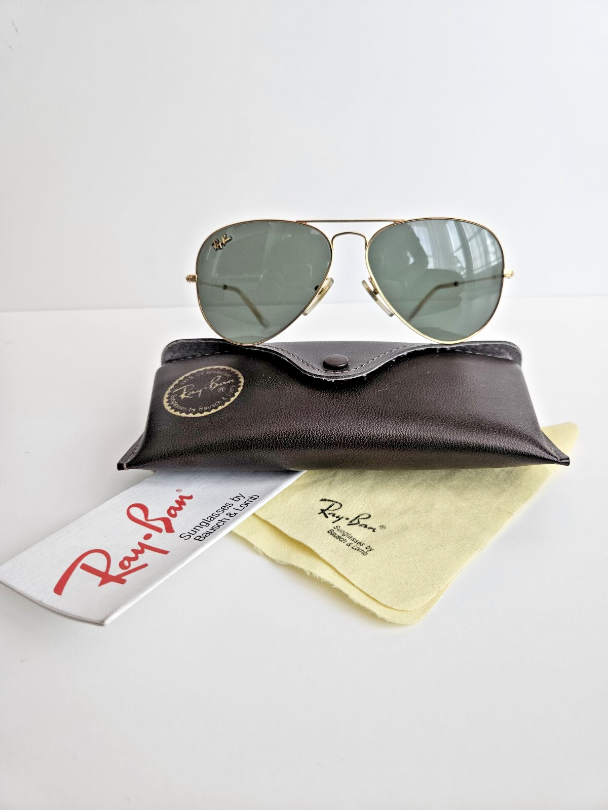 小物 80's B&L Ray Ban Tea Cup Gold Aviator Ray-Ban USA Vintage 1980s B&L Aviator Driver TGM Outdoorsman