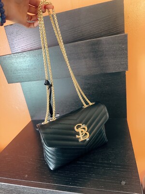 SARA BURGLAR genuine black leather shoulder bag Kate Trapunto BORSA DONNA NWT